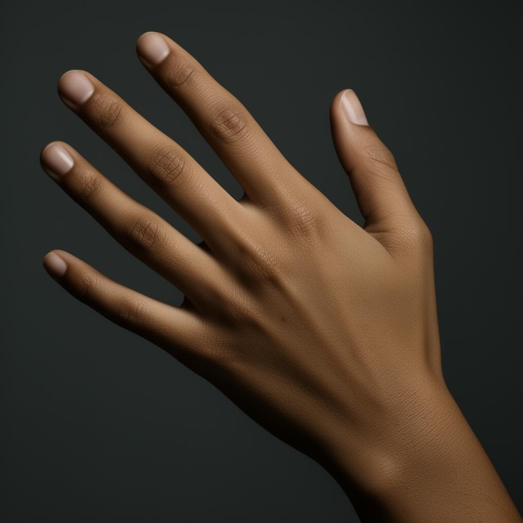Before: bare natural nails on olive skin